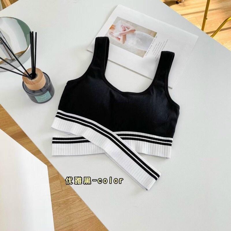 M32. Áo bra tập đan vạt cá tính, áo 2 dây croptop sẵn đệm ngực cá tính sang chảnh (có sẵn - miễn ship)