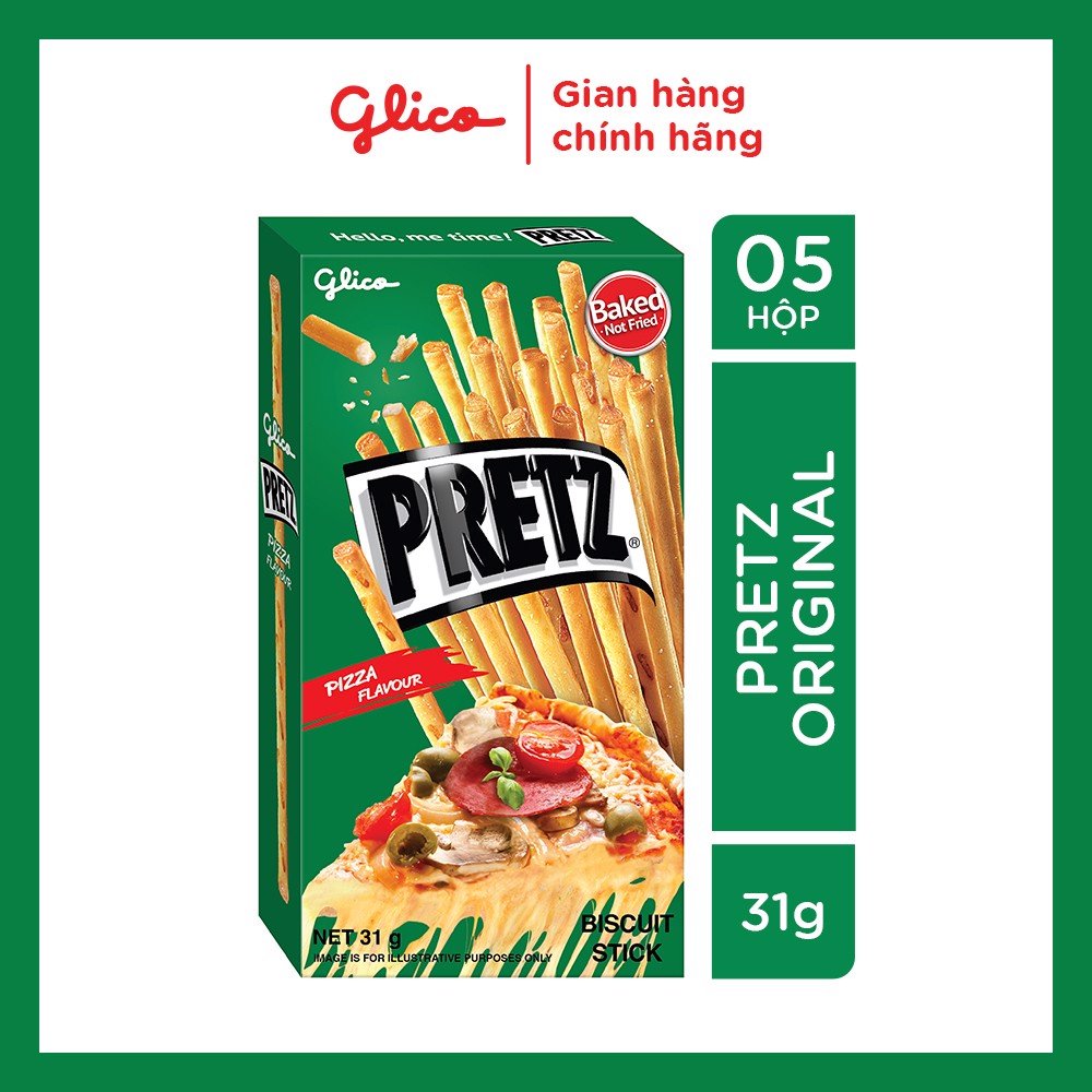 Bánh que nướng giòn vị pizza GLICO Pretz Pizza Flavour 31g (Combo 5 hộp)