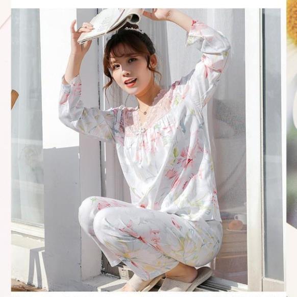 Đồ bộ tiểu thư dài đáng yêu - Bộ đồ mặc nhà cotton nhiều mẫu xinh xắn B51