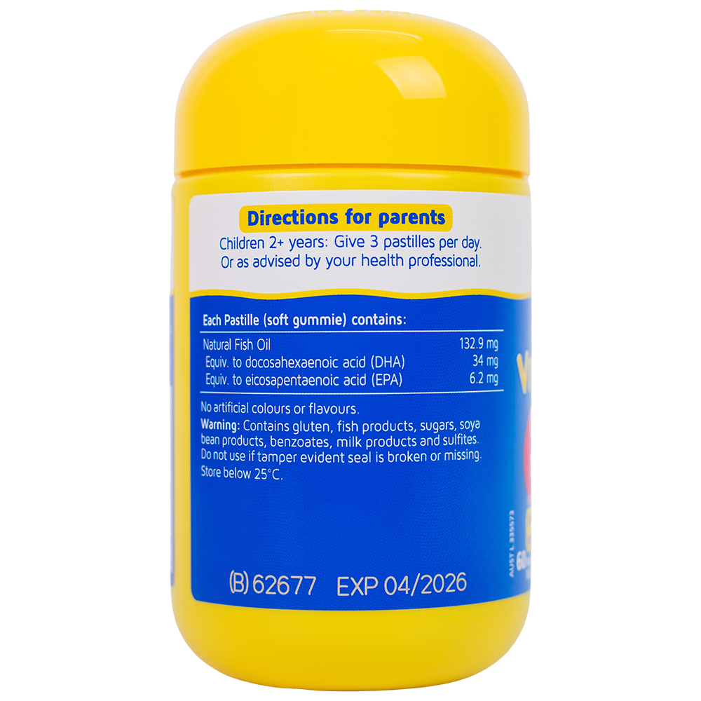 Nature's Way Kids Smart Vita Gummies Omega-3 DHA Fish Oil - Bổ sung Omega-3 (DHA, EPA) cho trẻ (60 viên/ Lọ)