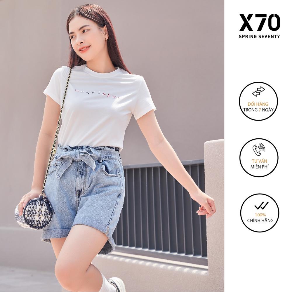 Quần Short Jean Nữ Kiểu Dáng Lưng Chun Thiết Kế Thắt Lưng Nơ Thời Trang X70 - 04560004