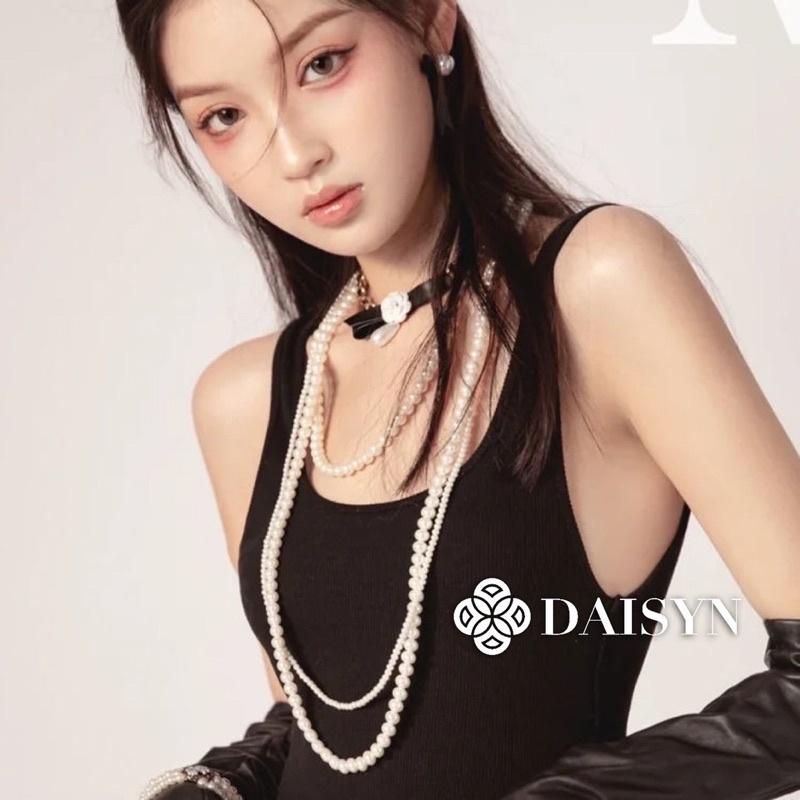 N396 vòng cổ hạt Trai, dây chuyền hạt bẹt dây chuyền mang áo dài 3 sợi dài nhiều kích cỡ hạt cho nữ