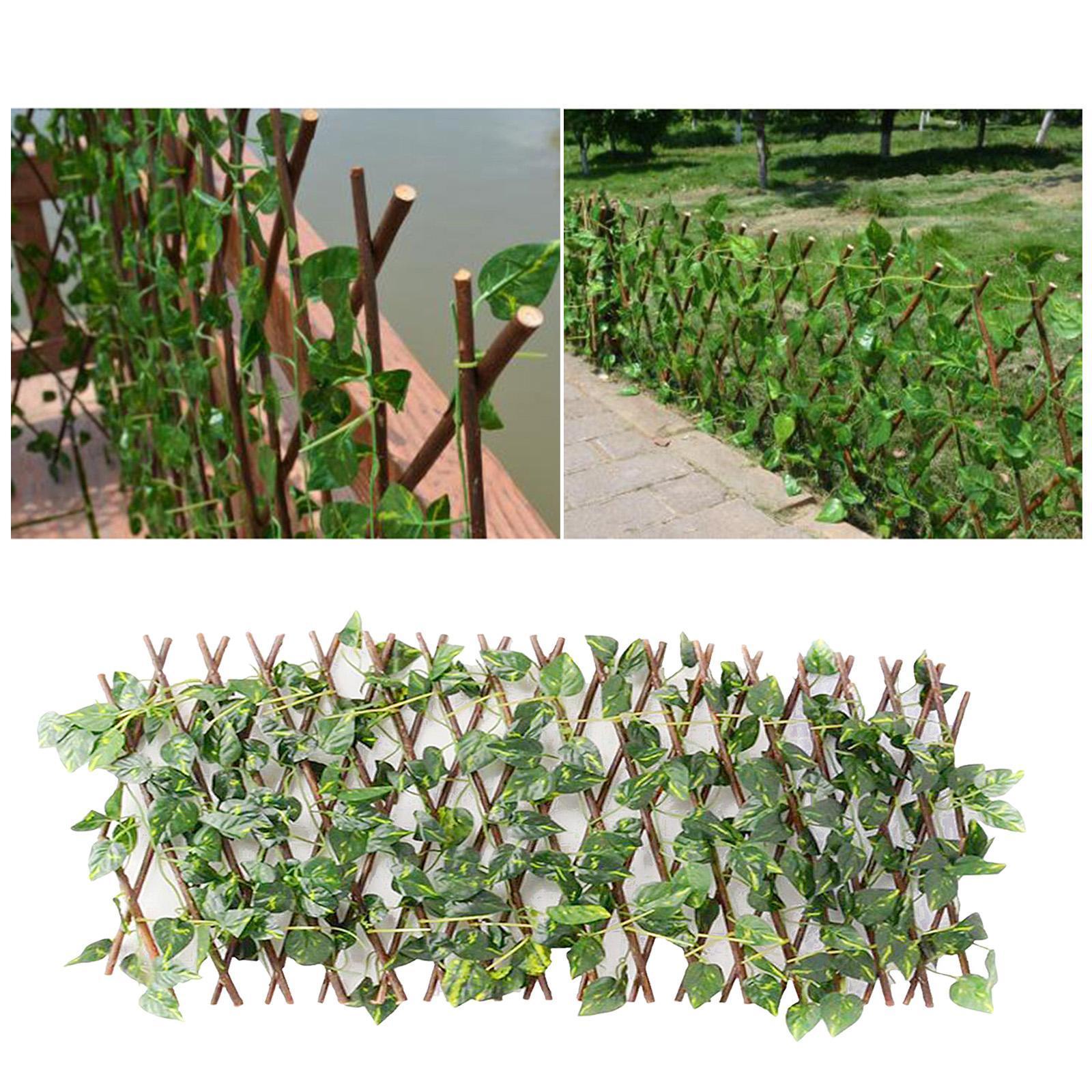 Garden Fence Walls Screen Expandable Faux Wood Plant for Home Garden Outdoor