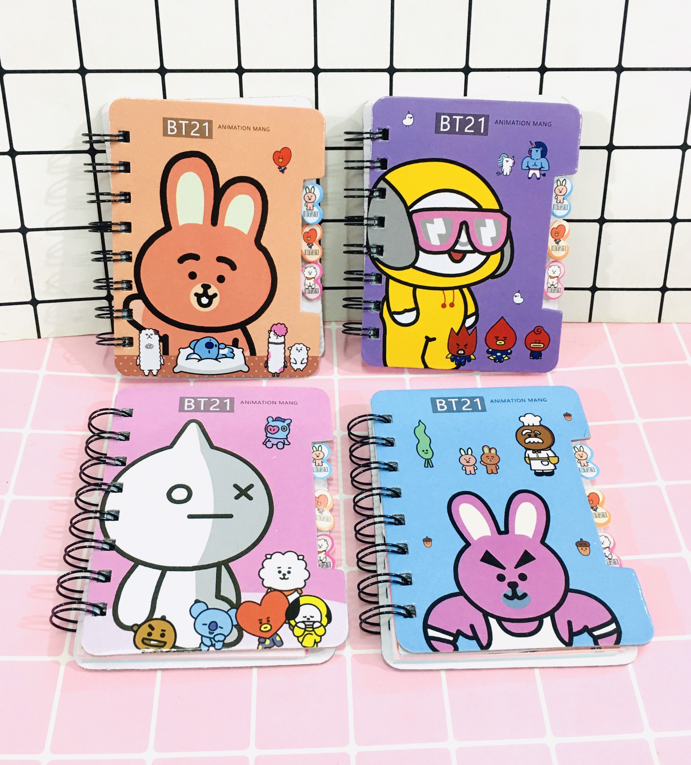 Set 2 sổ BT21 BTS gáy xoán cute 9.5CM X 12.2CM