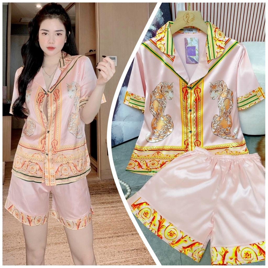 Đồ ngủ nữ Pijama tay ngắn quần đùi dễ thương vải lụa thiết kế freesize dưới 62kg MY STORE S04