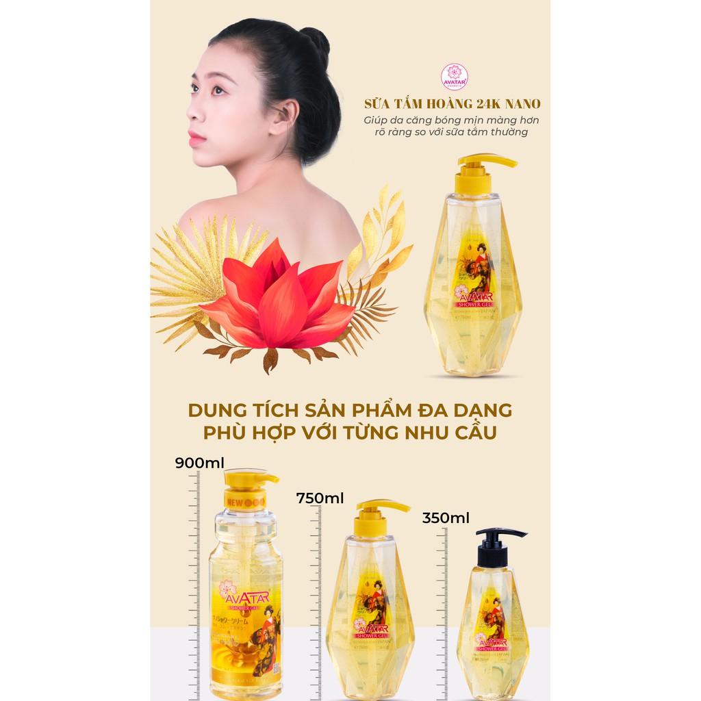 Sữa tắm hương nước hoa thơm mịn da 24k nano Avatar 900ml - Chăm sóc da thơm mịn toàn diện - Công nghệ Nano Nhật Bãn