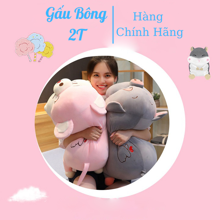 Gấu Bông, Thú Nhồi Bông, Gối Ôm Heo Mắt Híp Mũi Hồng-Gấu Bông 2T- Gấu Bông Vải Nhung Co Giãn, Đàn Hồi Lót Bông Gòn Cao Cấp