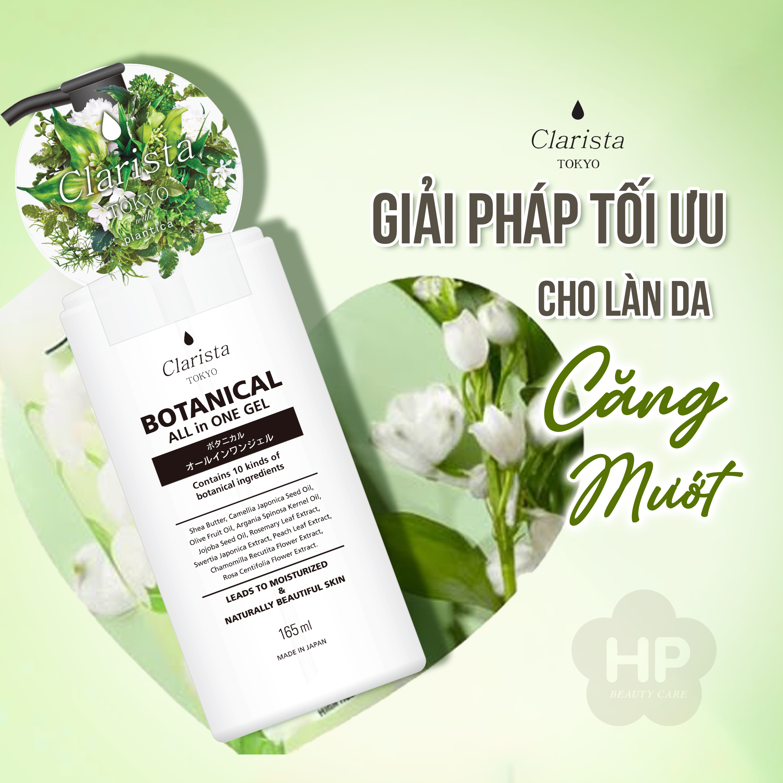 Gel Dưỡng Ẩm Trắng Sáng Da Clarista Tokyo Botanical All In One Gel (165ML)