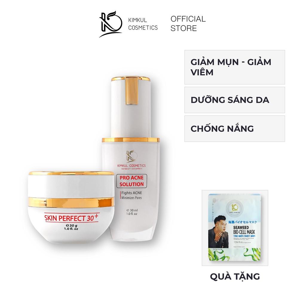 Bộ giảm mụn thâm sẹo rổ KimKul gồm Serum Proacne Solution 30ML + Cream Skin Perfect 30G