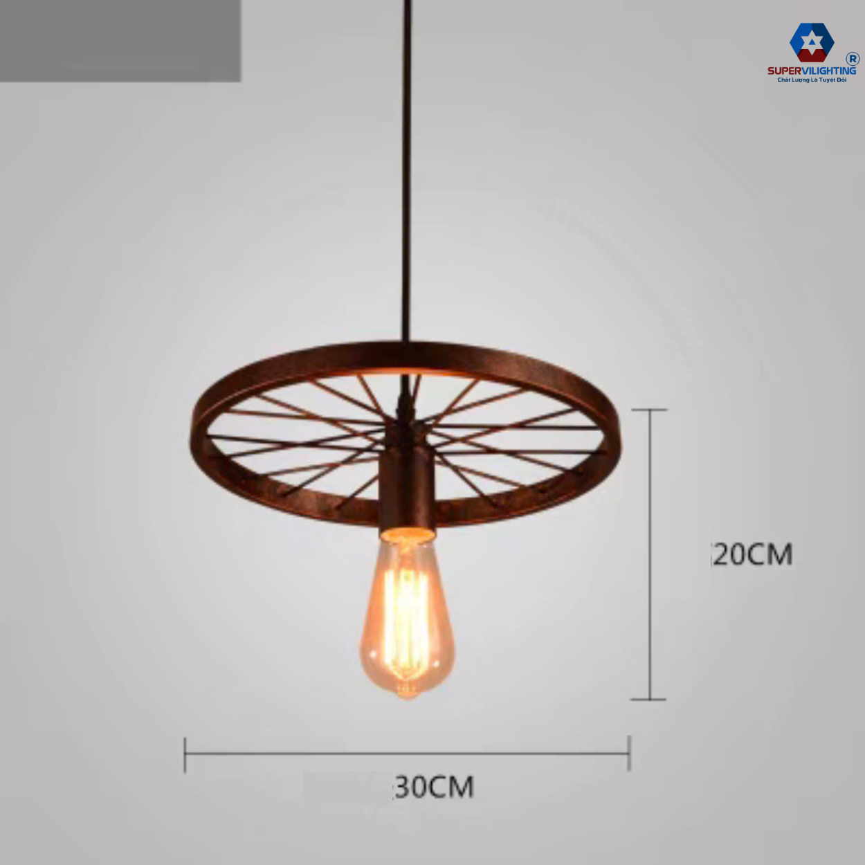 Đèn treo thả trần đơn phòng khách quán bếp SuperVilighting hình bánh xe đạp phong cách hiện đại