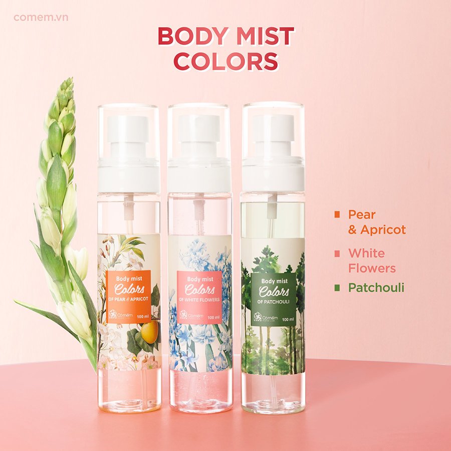 Body Mist Xịt Thơm Toàn Thân Quần Áo Nam Nữ Hương Nước Hoa Ngọt Ngào Thanh Mát Dịu Nhẹ Cỏ Mềm 100ml - Pear&amp;Apricost (Cam)