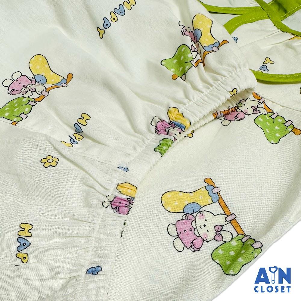 Bộ quần áo Ngắn bé gái hoạ tiết Thỏ Xanh Happy Cotton - AICDBGV9HACM - AIN Closet