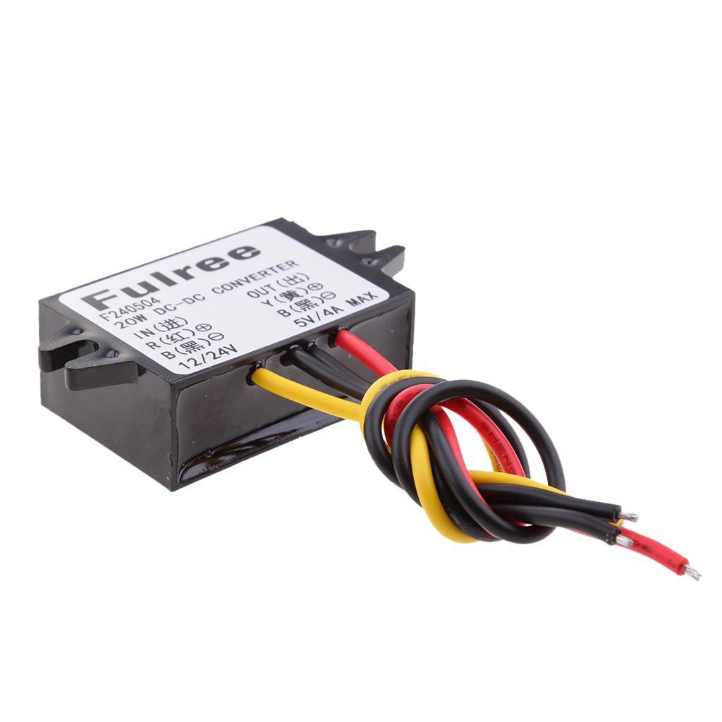 DC Volt Converter 8-36V 12V/24V Step Down to 5V 4A/20W Car LED Power Supply Waterproof