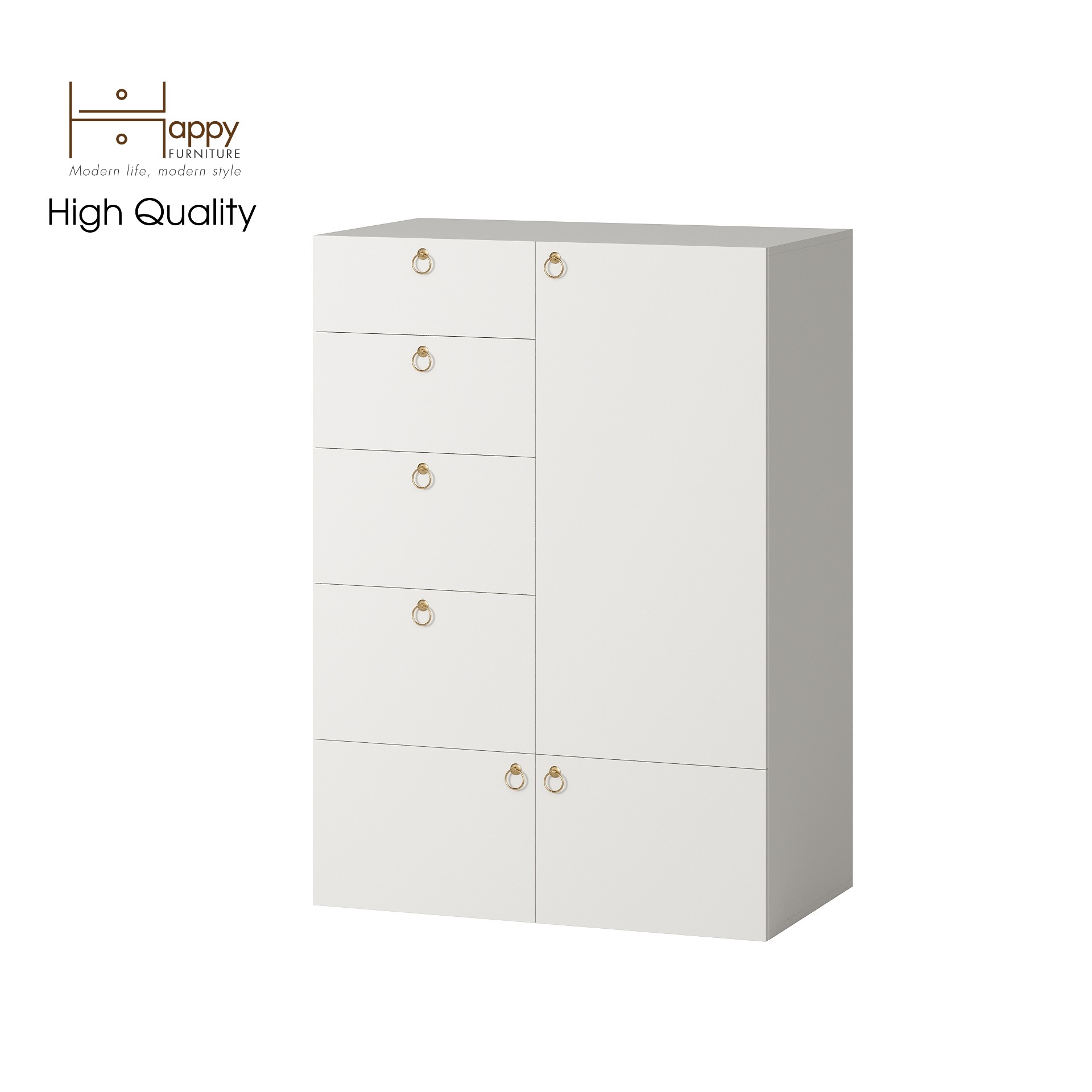 [Happy Home Furniture] WESLEY, Tủ đựng đồ 4 ngăn kéo- 3 ngăn cửa mở,  100cm x 58cm x 140cm ( DxRxC), TCM_018