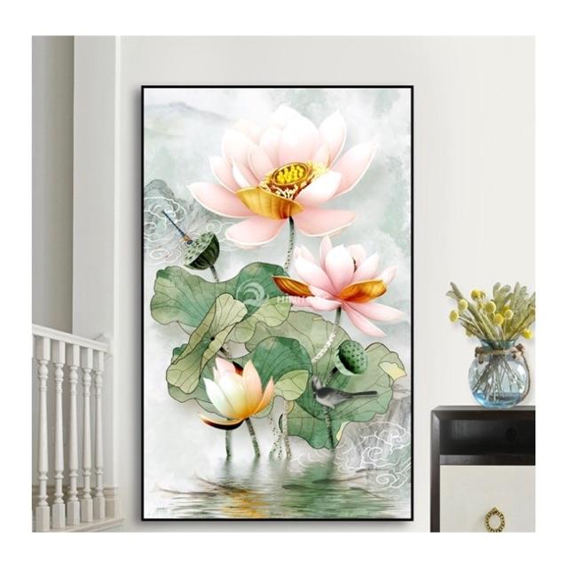 Tranh treo tường mẫu hoa sen hồng