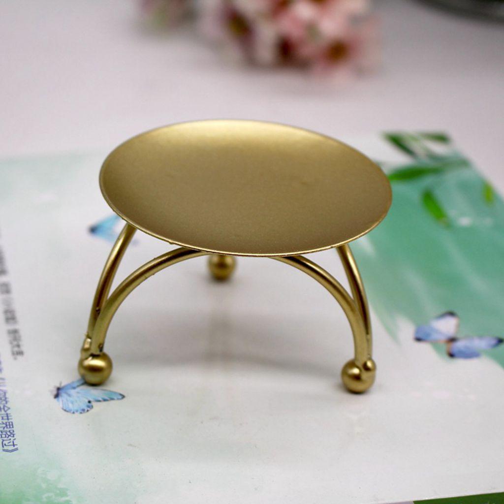 7-40pack Gold Plate Candle Holder Decorative Iron Pillar Candle Plate Pedestal