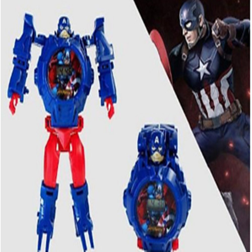 Đồng hồ robot biến hình siêu anh hùng Captain America cho bé trai bé gái