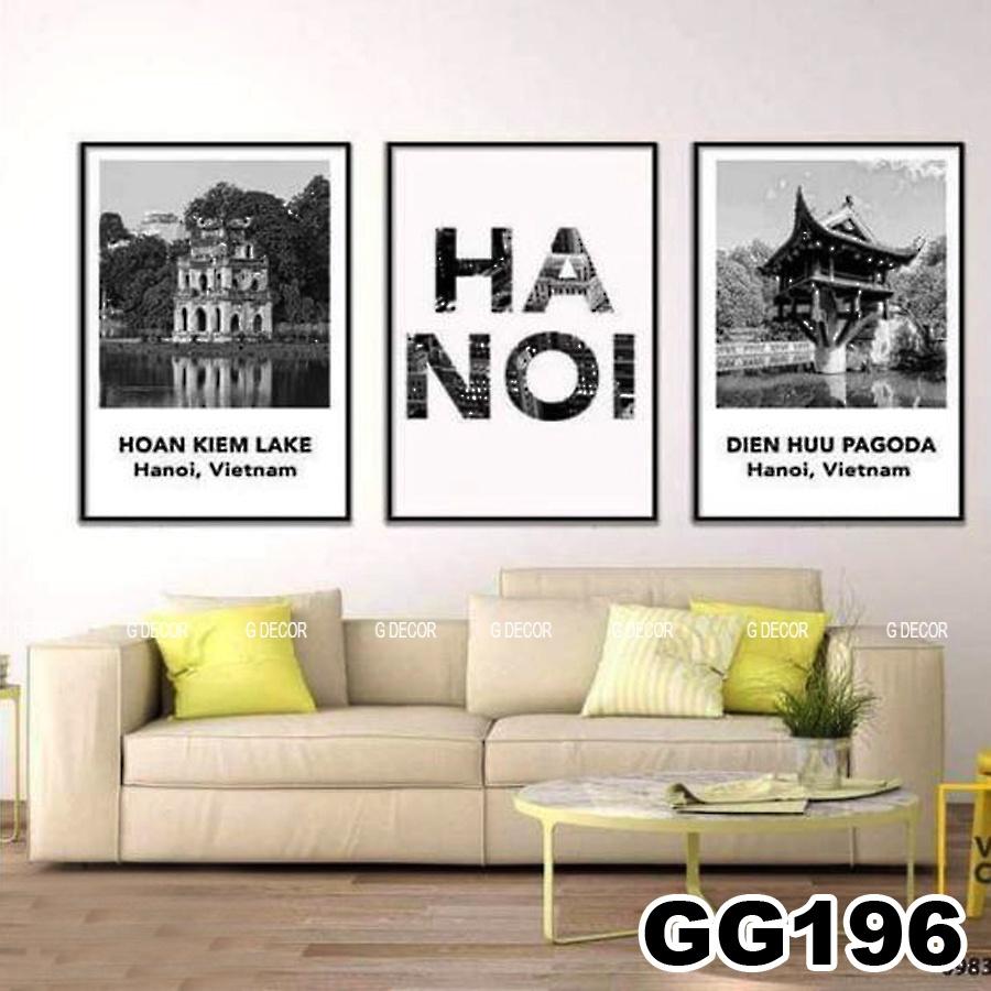 Tranh treo tường canvas 3 bức phong cách hiện đại Bắc Âu 195, tranh decor trang trí phòng khách, phòng ngủ, phòng ngủ