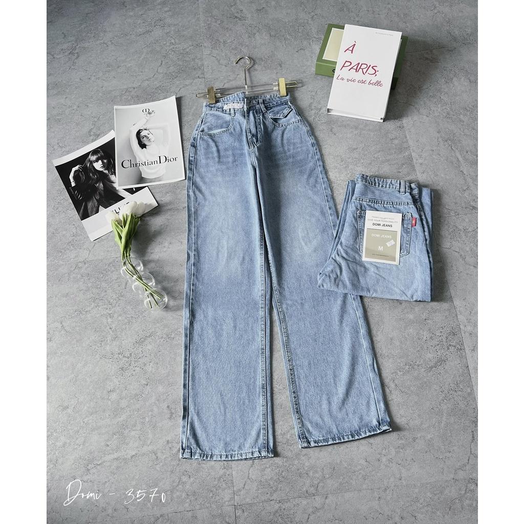 Quần jean baggy nữ rách gối lưng cao ống rộng hàng VNXK