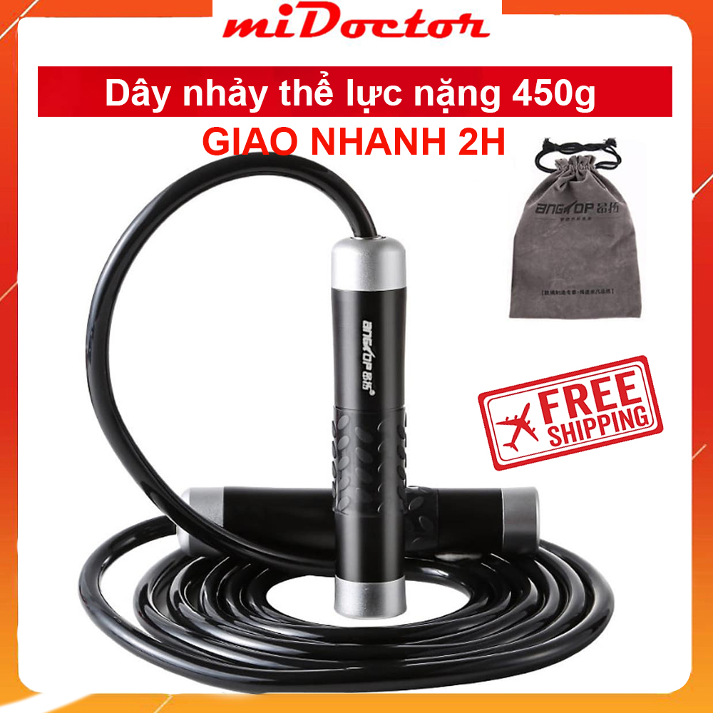 Dây Nhảy Thể Lực Cao Cấp miDoctor Nặng 450g - Luyện Võ Thuật, Boxing, Muay Thái (Tặng Túi)