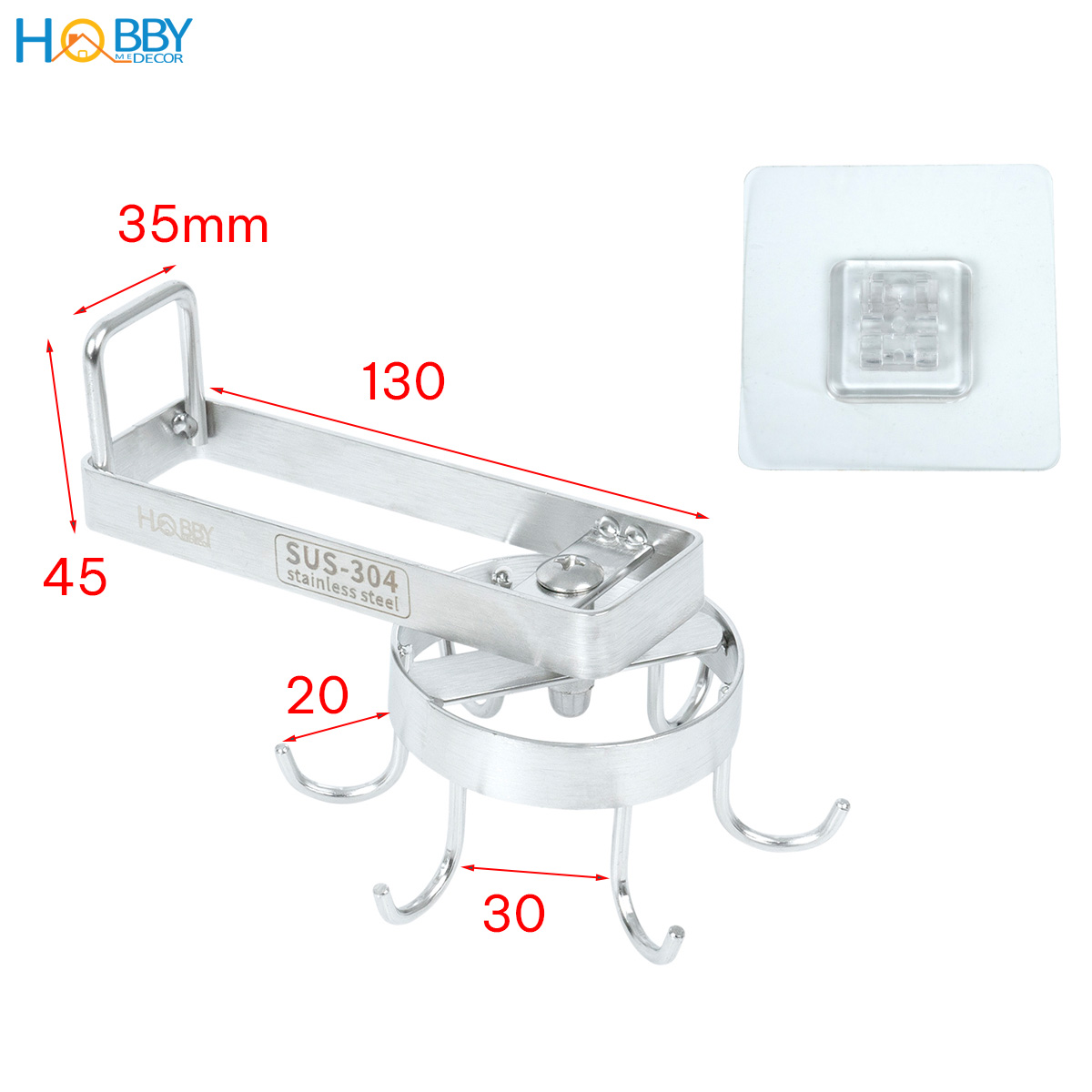 Giá móc treo muỗng vá đa năng xoay tròn inox 304 Hobby home decor MX6S