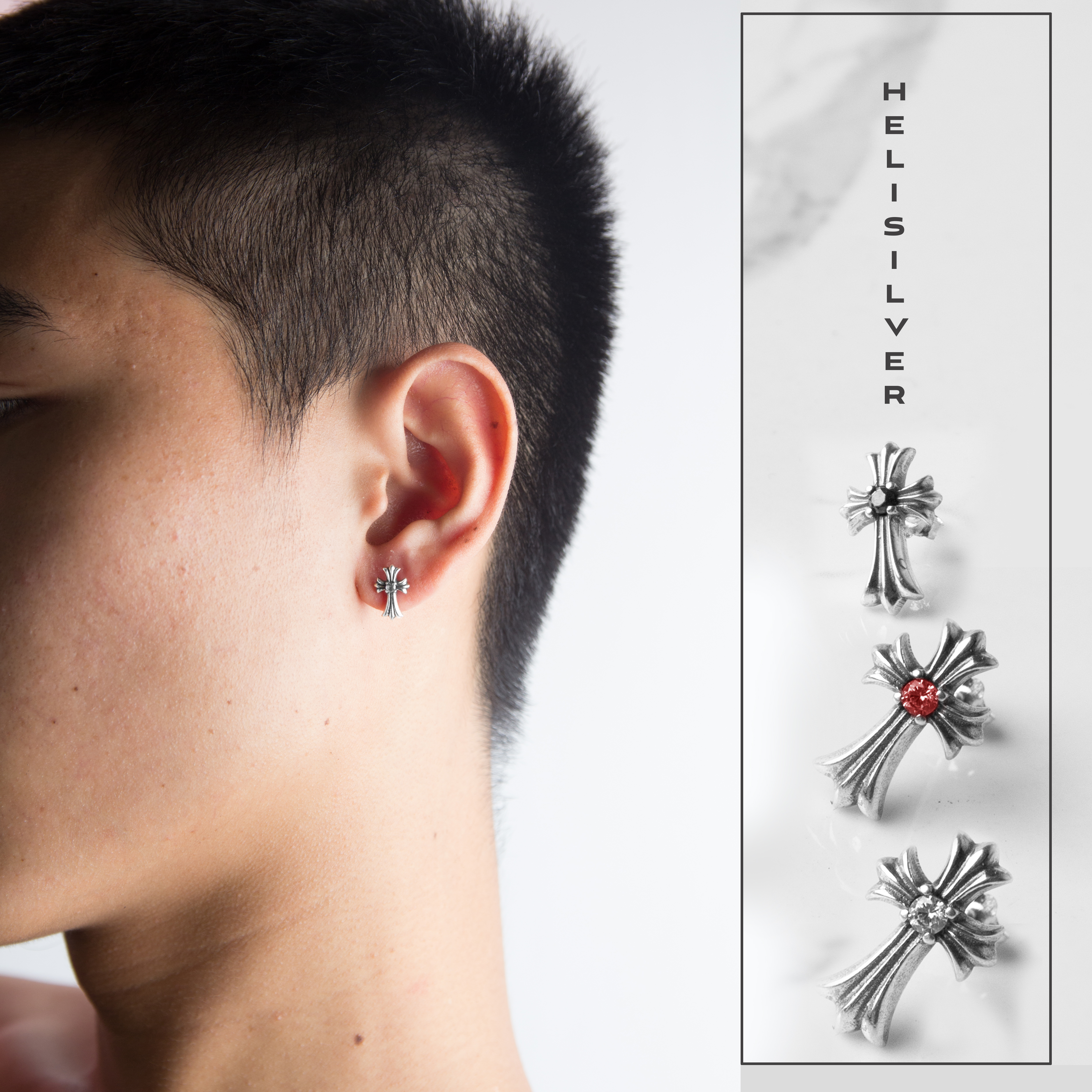 KHUYÊN TAI 02 ĐÍNH ĐÁ ĐỎ S925
