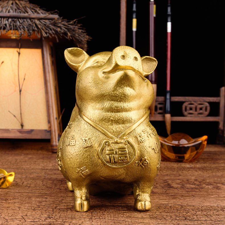 Tượng Con Heo (Hợi Lợn ) mỹ nghệ bằng đồng thau phong thủy Hồng Thắng