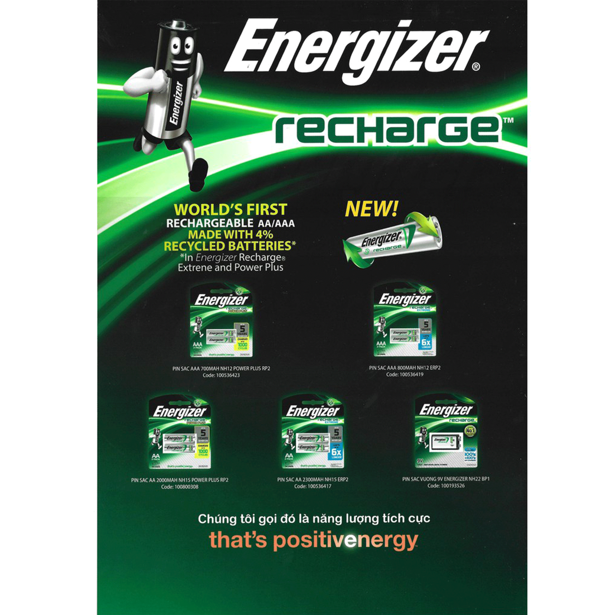 Bộ sạc Energizer Charger kèm 4 pin Ener AA 2000mAh, tự ngắt sạc (CHVCM4) ( Mẫu mới)