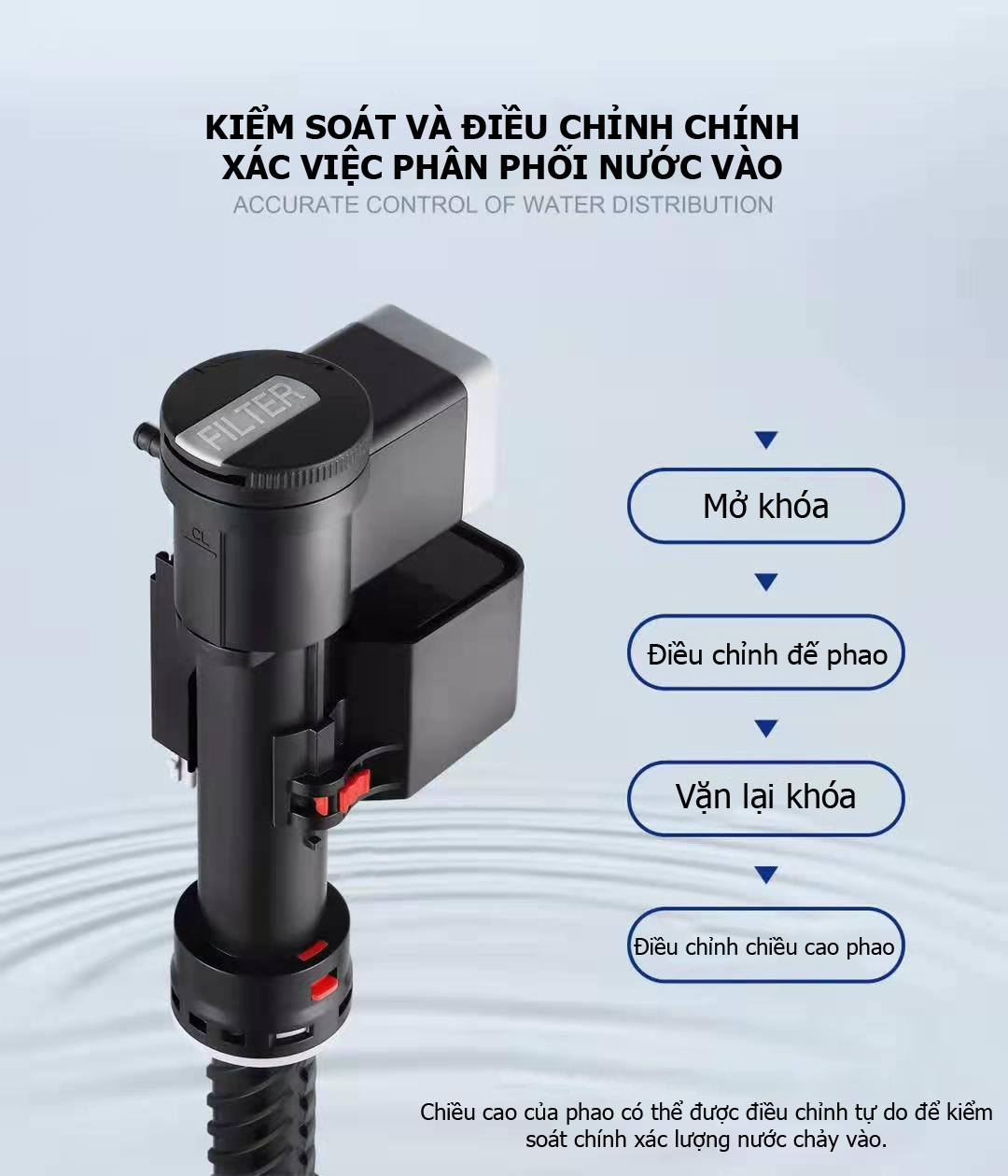 Cọc Phao Nước (Cọc Cấp, Van Phao) Dùng Cho Bồn Cầu - FILTER CAESAR  (Dùng Cho Cả Két Rời Và Két Liền Khối)