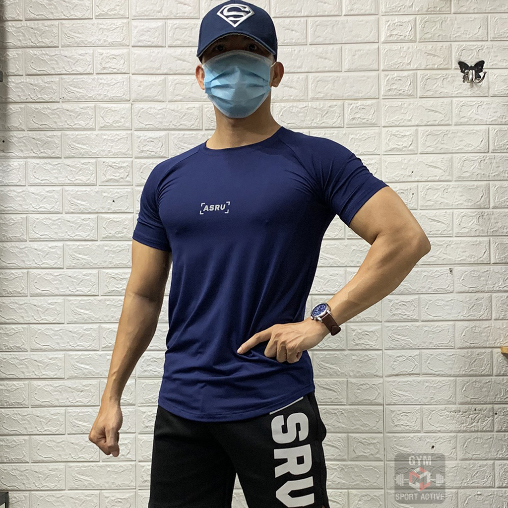 Áo thun nam thể thao áo thun tập gym nam t shirt ASRV thun lạnh 4 chiều phom ôm nhẹ tôn dáng trẻ trung