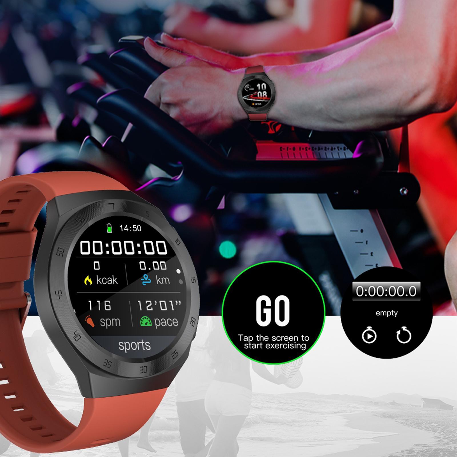 Round Sports 1.3IN Smartwatch IP68 Waterproof Bluetooth Call for Men Women Black