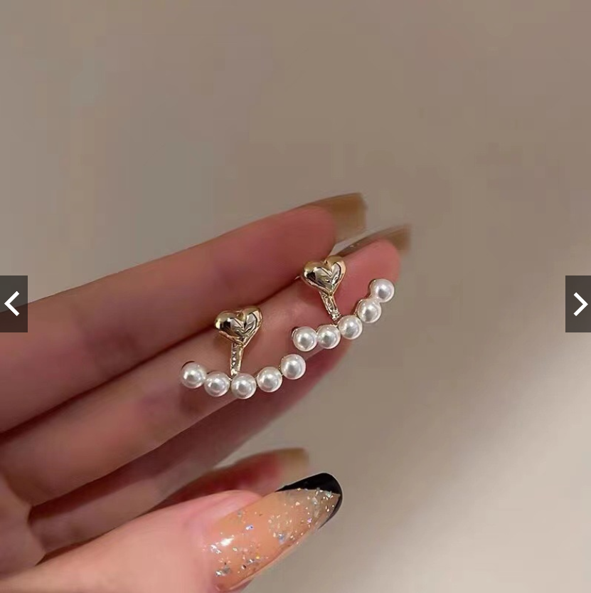 Khuyên Tai Hình Trái Tim Đính Hạt Ngọc Trai Thanh Lịch