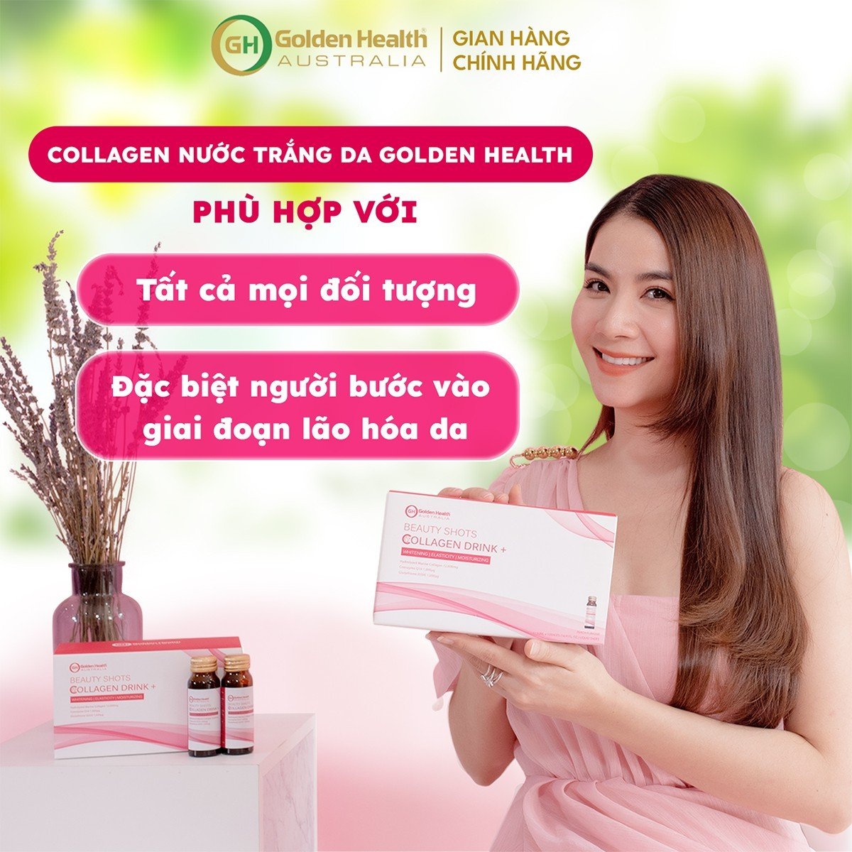 Nước Uống Trắng Da Collagen Golden Health Beauty Shots Collagen Drink Hộp10 Lọ x 50ml, Giúp Ngăn Ngừa Sự Hình Thành Các Nếp Nhăn, Giúp Tái Tạo Phục Hồi Da, Trẻ Hóa, Căng Mịn, Sáng Bóng Da