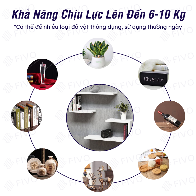 Combo 2 Kệ Gỗ Treo Tường Chữ J FIVO FB42 Thiết Kế Âm Tường, Đa Dạng Cách Trang Trí, Chịu Lực Tốt - Giá Rẻ