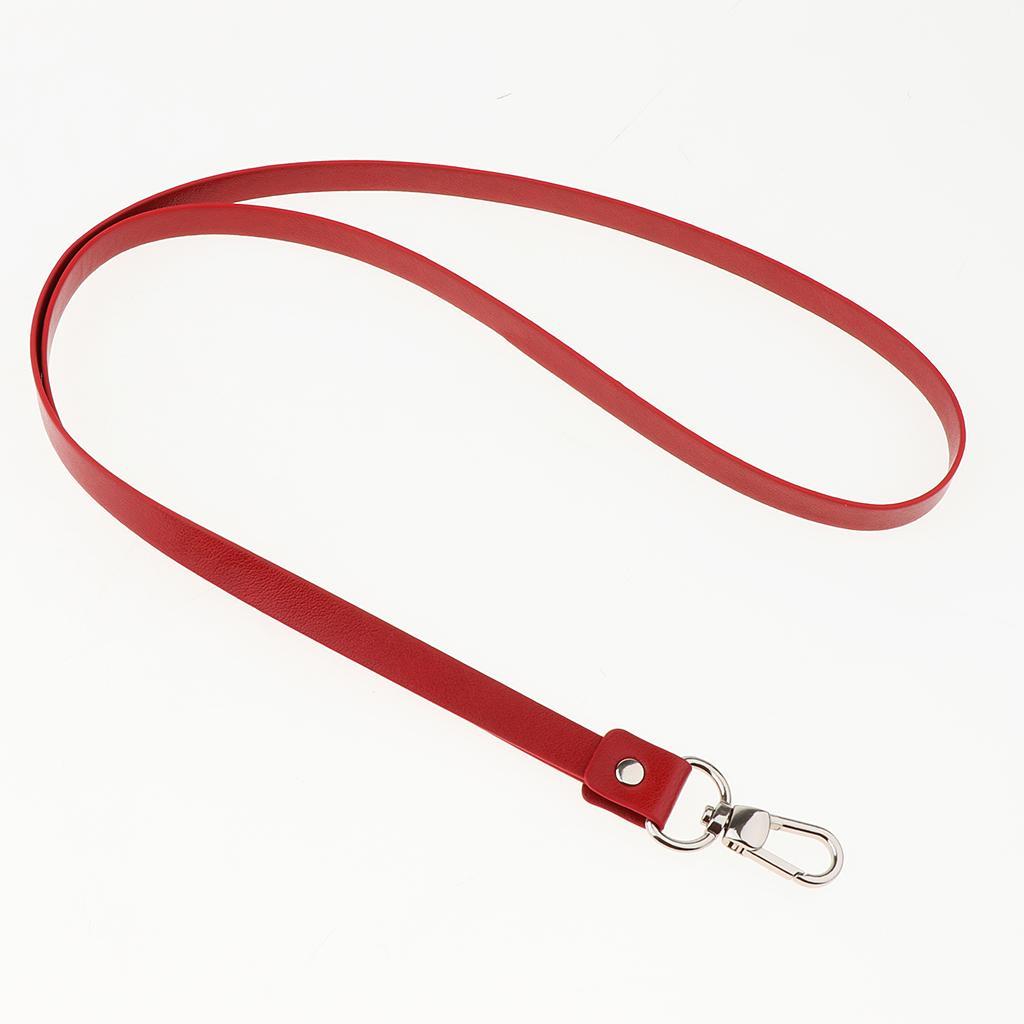 2-4pack PU Leather Neck Strap Lanyard Metal Clips for ID Cards Badges Red