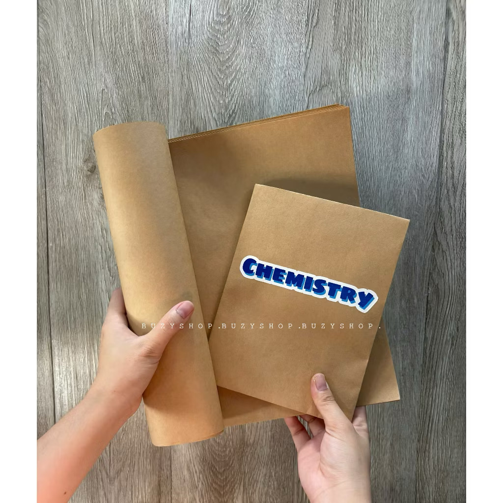 (xấp 20-30 tờ) Giấy kraft bao tập, làm thủ công (không hoa văn) [39 cm x 27,25 cm