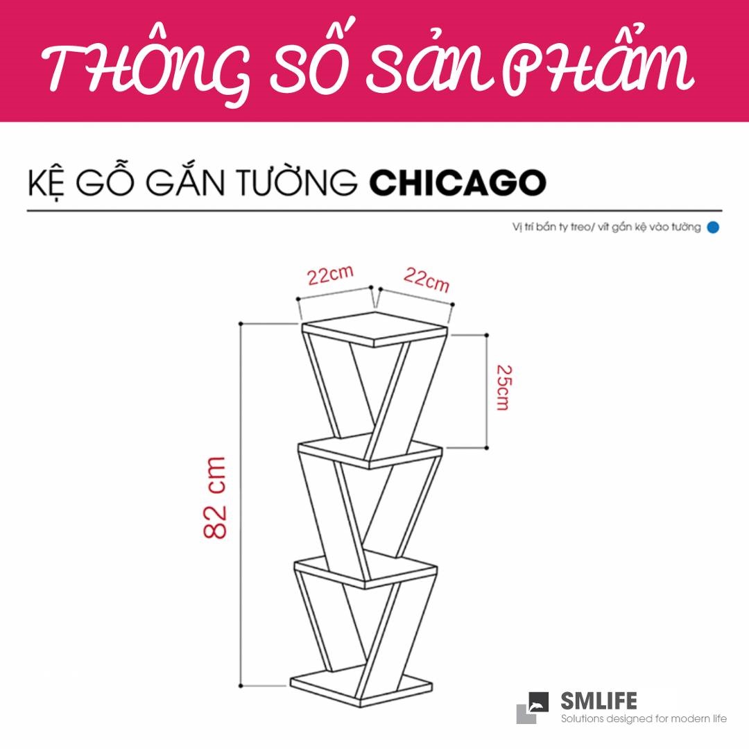 Kệ trang trí gỗ kiểu dáng nhỏ gọn SMLIFE Chicago