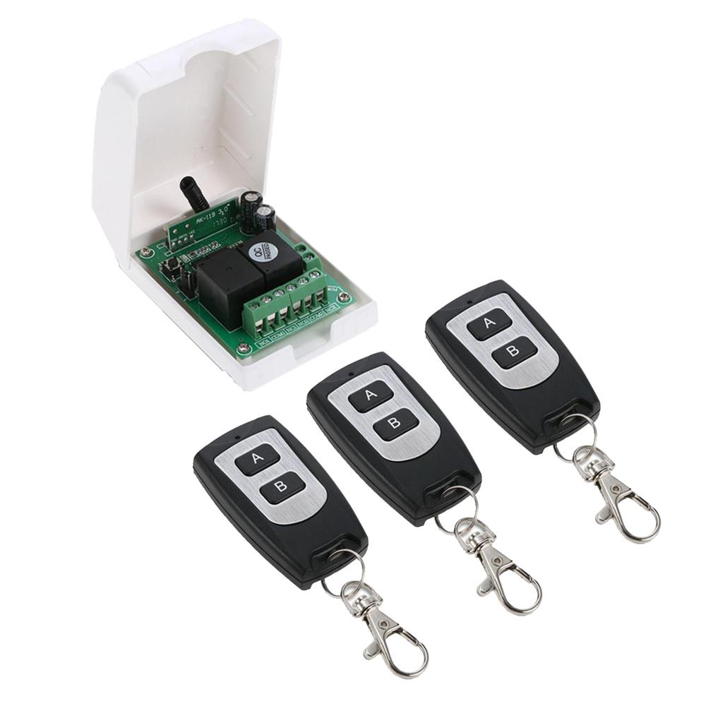 DC 12V Không Dây Rơ Le Điều Khiển từ xa 3 Bộ Phát + Đầu Thu cho Nhà Để Xe Cửa
