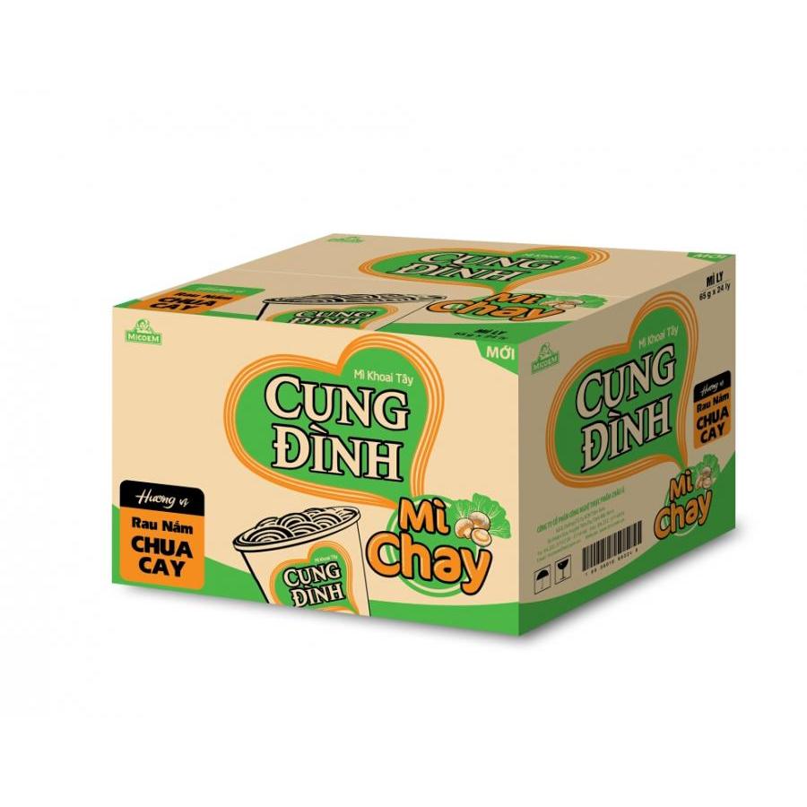 Thùng 24 Ly Mì Chay Cung Đình Rau Nấm Chua Cay (69g / Ly)