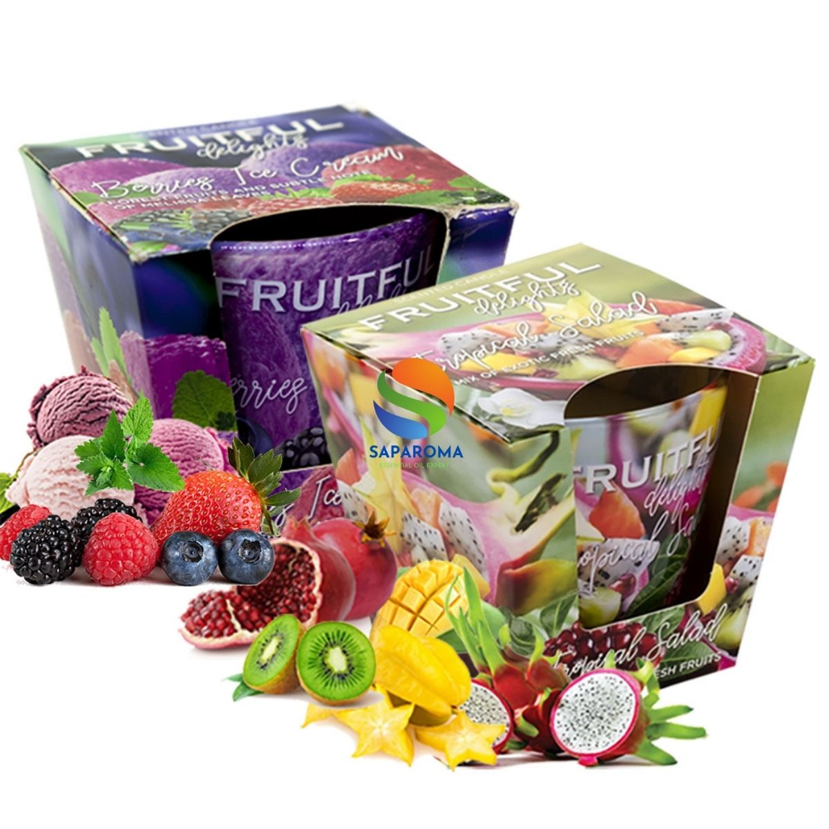 Combo 2 ly nến thơm tinh dầu Bartek Fruitful 115g - hương trái cây, nến trang trí, thơm phòng, thư giãn, Hỗ trợ khử mùi