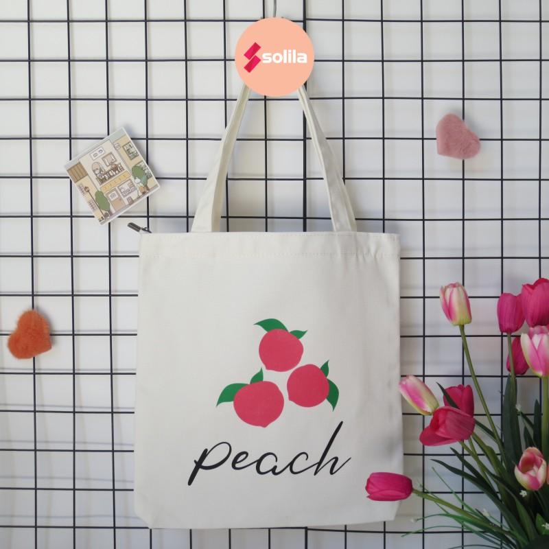 Túi tote bag vải canvas mềm đẹp có khóa và túi phụ cho bạn nữ đi học đi làm thời trang hàn quốc