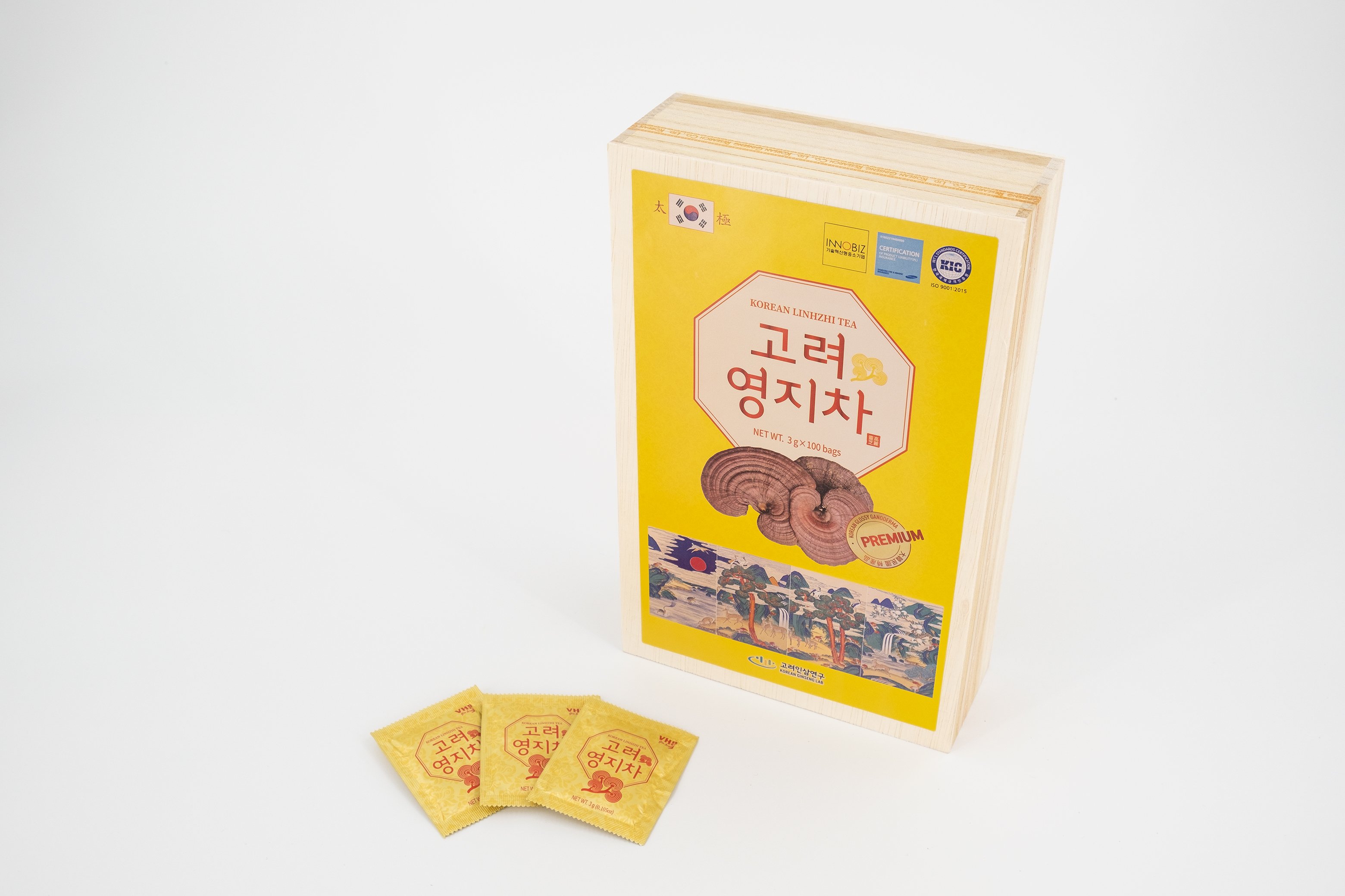 Trà linh chi Hàn Quốc hộp gỗ 100 gói (Korean Lingzhi Tea)