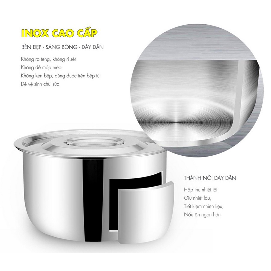 Bộ Nồi Inox 304 Cao Cấp MISU LOUIS Đáy 3 Lớp Nguyên Khối Sử Dụng Được Mọi Loại Bếp