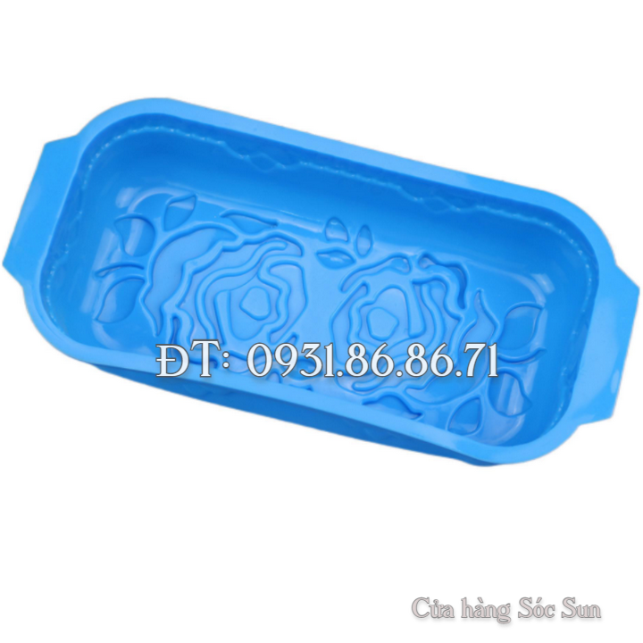 Khuôn silicon hình chữ nhật hoa hồng đôi kèm lá loại 29 cm - Mã số 1109
