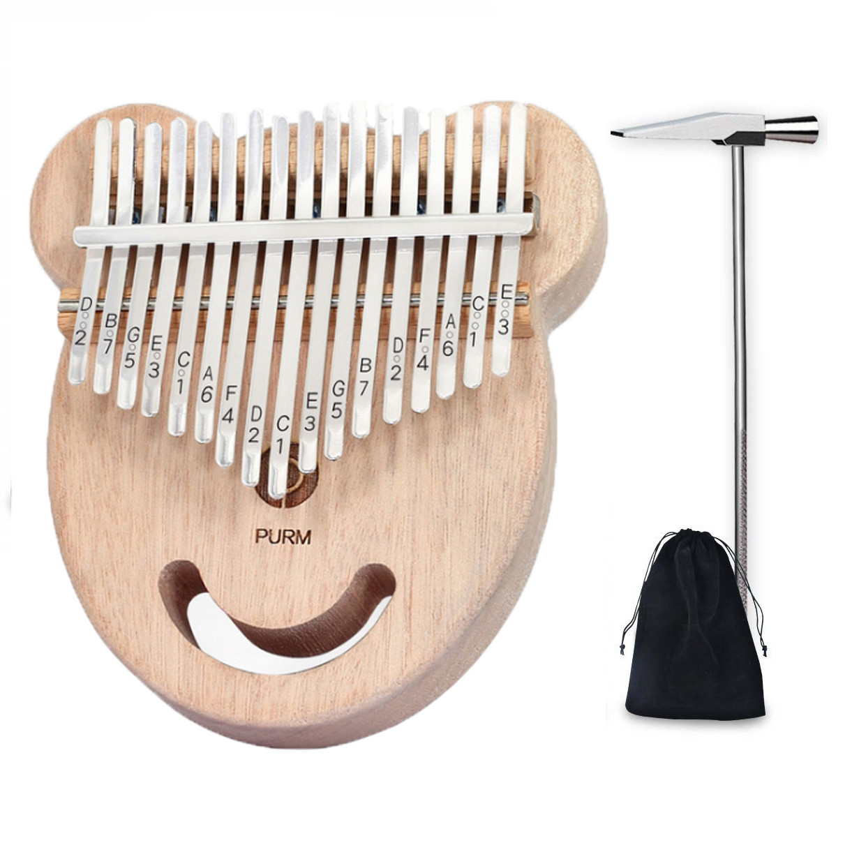 Đàn kalimba 17 phím gỗ mahagony PURM -H0001- Gấu cool Ngầu