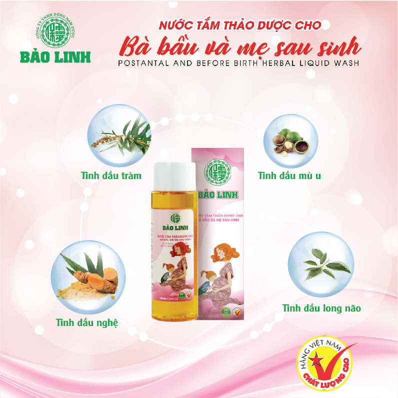 Nước Tắm Tinh Dầu Thảo Dược Bảo Linh Cho Bà Bầu, Mẹ Sau Sinh dung tích 70ml siêu tiết kiệm