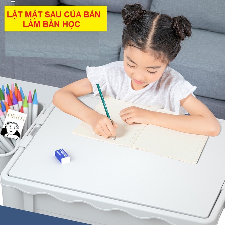 Bàn cho bé chơi xếp hình đa năng kiêm bàn học chất liệu nhựa an toàn phù hợp cho bé trai gái từ 2 3 4 5 tuổi