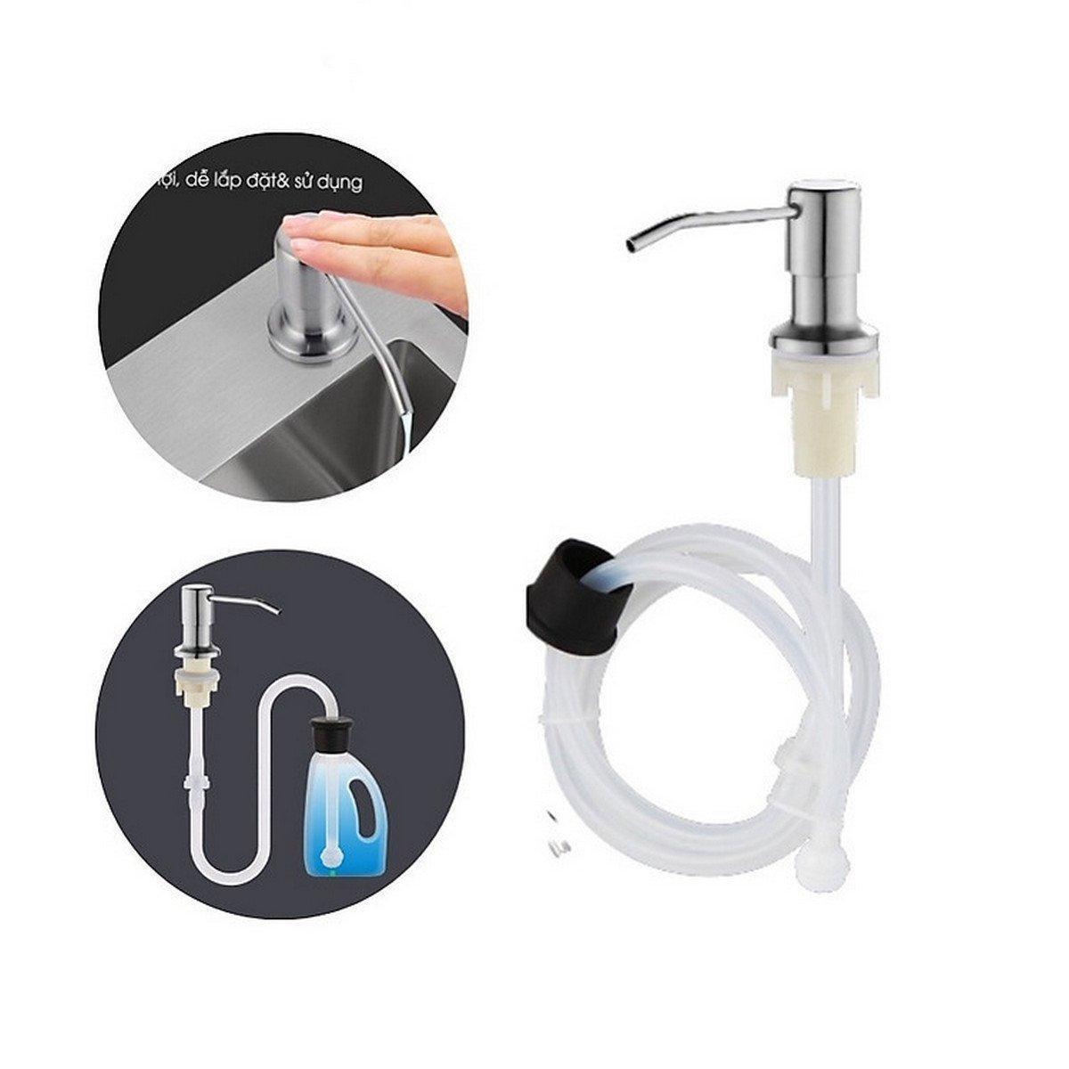 Bộ Vòi Xịt Nước Rửa Chén Inox 304 Gắn Bồn Rửa Chén Kèm Dây Nối Dài 100cm Tới Chai Nước Rửa Chén