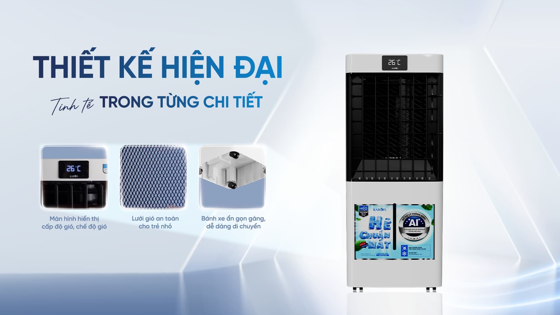 Quạt điều hòa Karofi KAC-H41R 3 chế độ gió công nghệ tạo ion âm - Hàng chính hãng