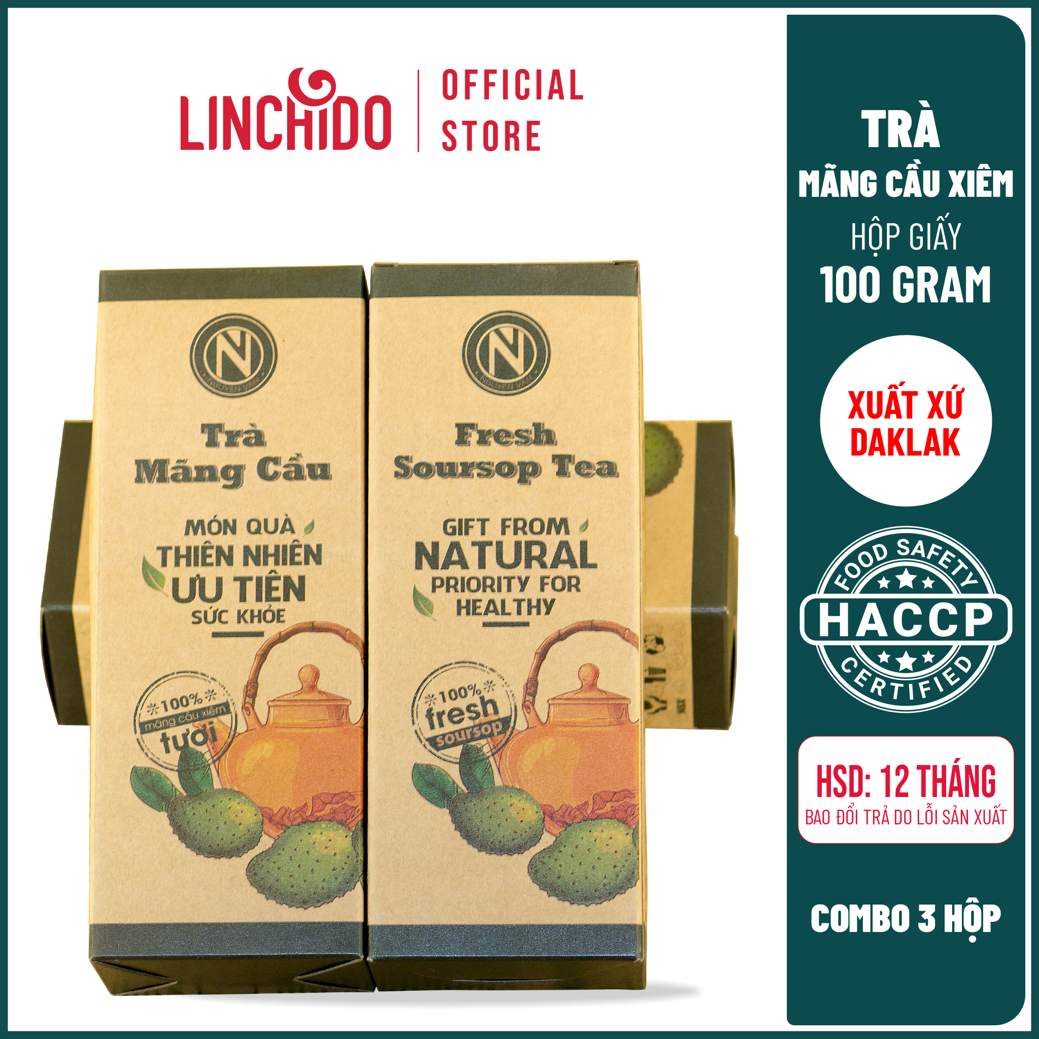 Trà Mãng Cầu Nguyễn Văn - 100% mãng cầu xiêm tươi sấy khô - Hộp 100 GRAM